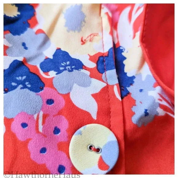 MODCLOTH Living Lightheartedly Sun Dress Size 28 Red Floral Pockets Skater Dress - Picture 7 of 10